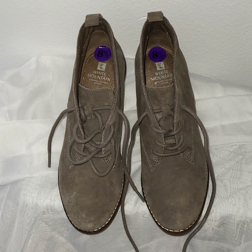 LEATHER SUEDE tan ankel Wedge boots, NWOT - Picture 1 of 4